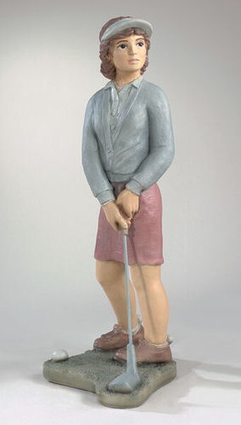 Nostalgic Golfer Woman Garden Sculpture Hand Painted